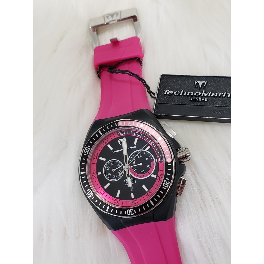 TechnoMarine Cruise Black Fuchsia‎ Rubber Chronograph 11021 $495 Watch